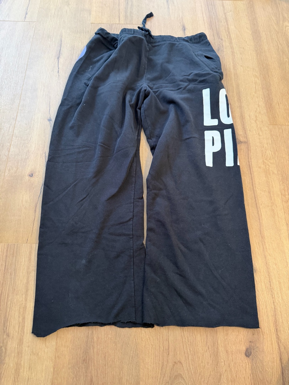 PINK Victoria's Secret Black Wide-Leg Joggers with Side Logo